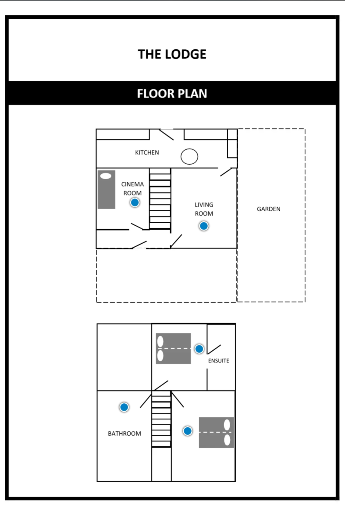 The Lodge floorplan — cinema room, living room and en-suite bedroom