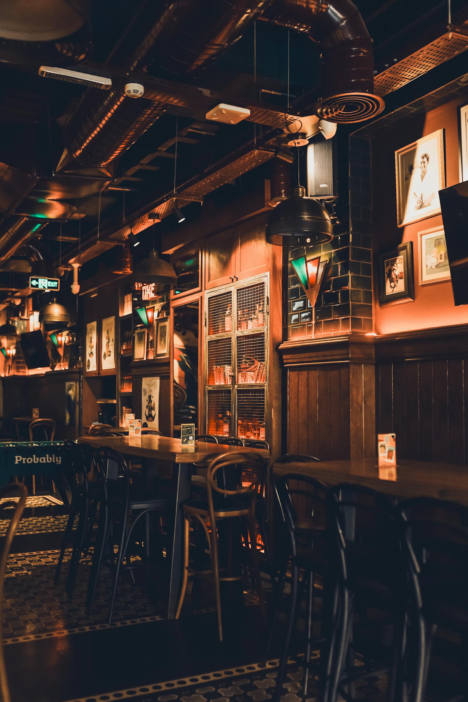 Gastropub interior with warm lighting ready for virtual tour